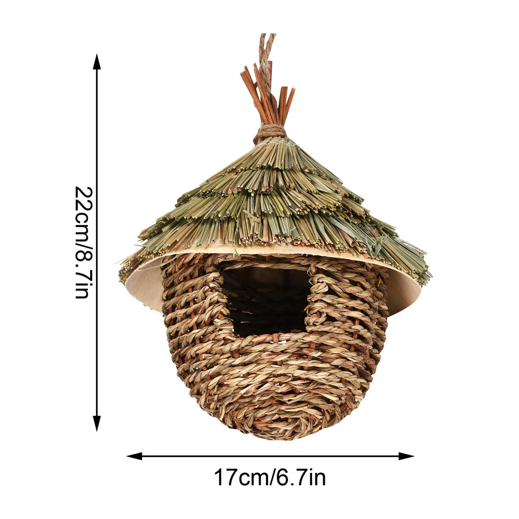 Natural Grass Bird Nest - Handwoven Hanging House for Parrots