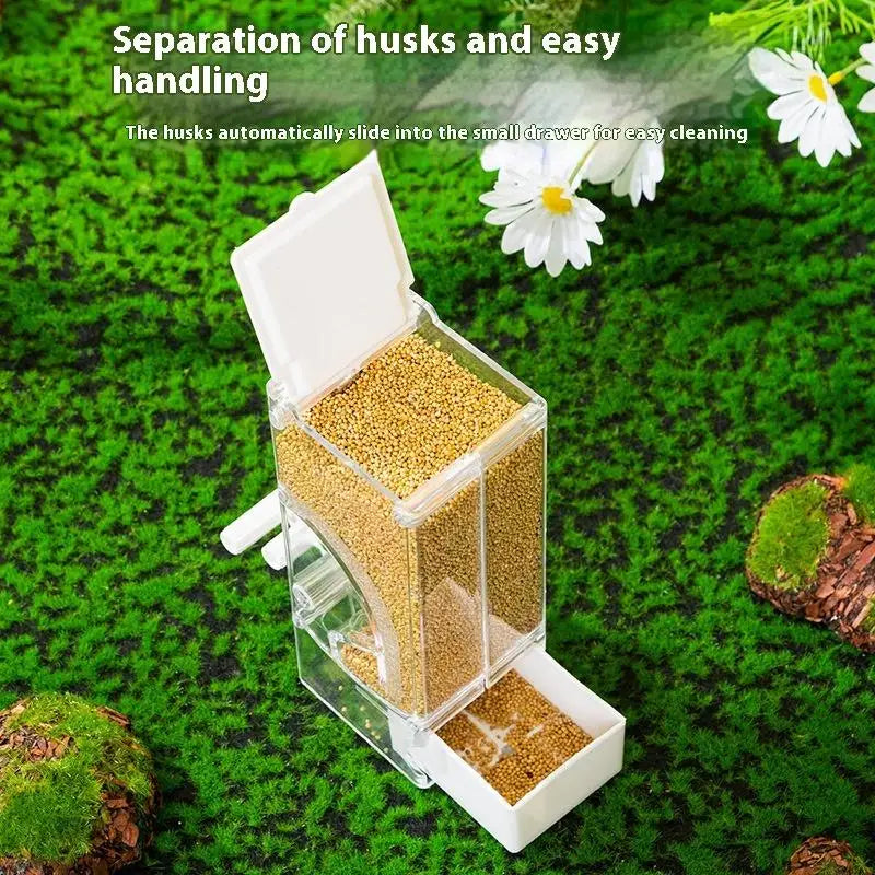 Automatic Bird Feeder - Clear Acrylic Cage Feeder for Parrots, Budgies & Cockatiels