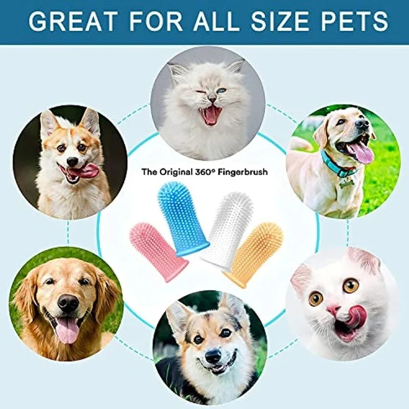 Pet Finger Toothbrush Kit - Dental Care Tool for Small, Medium, Large Dogs & Cats with Gentle Cleaning & Vet-Approved Design
