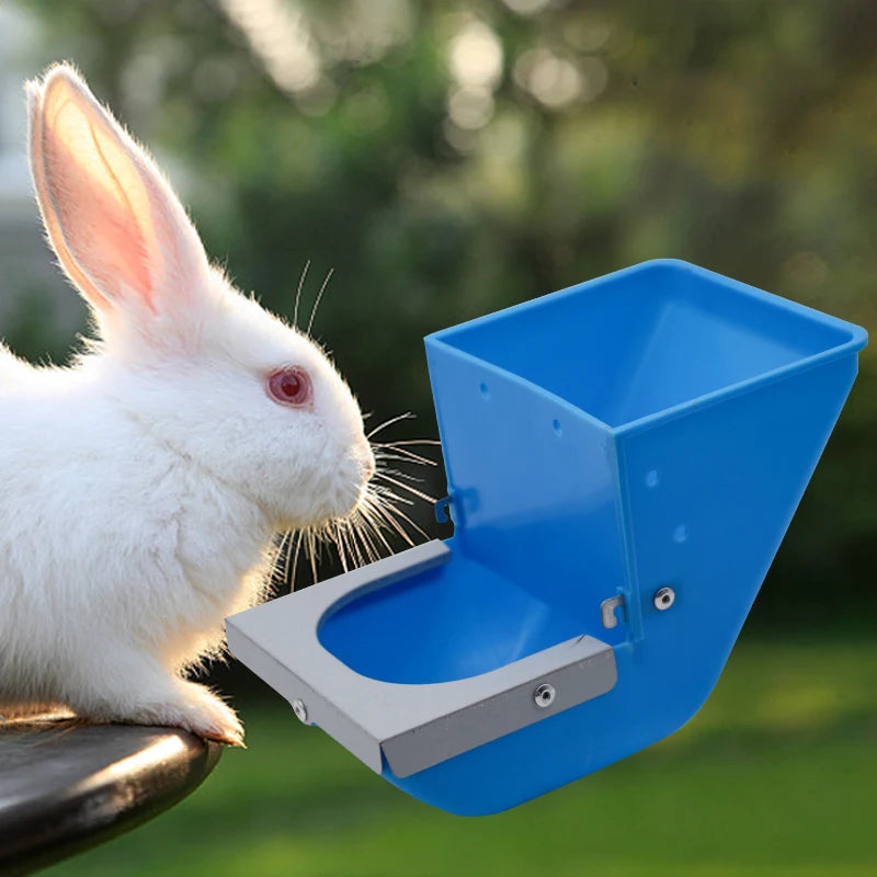 Blue Rabbit Feed Box - Hanging Hopper for Bunnies, Guinea Pigs & Hamsters