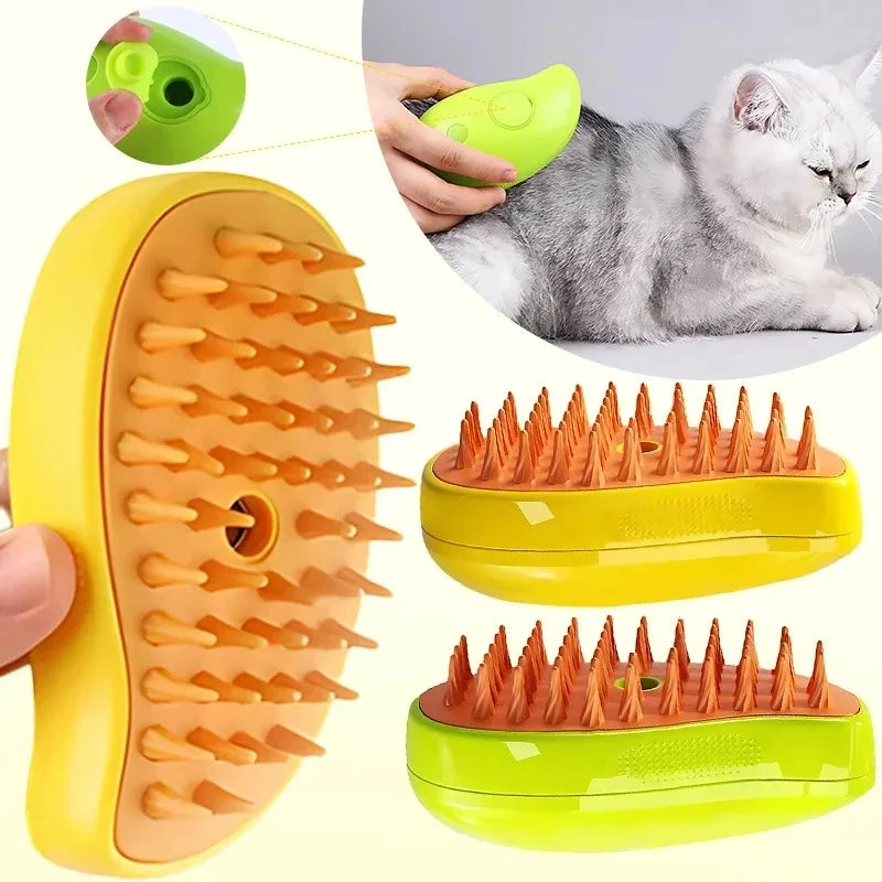 Cat Dog Pet Grooming Comb with Electric Spray Water Steam Soft Silicone Brush Kitten Pet Bath Brush Massage Pet Hair Remover