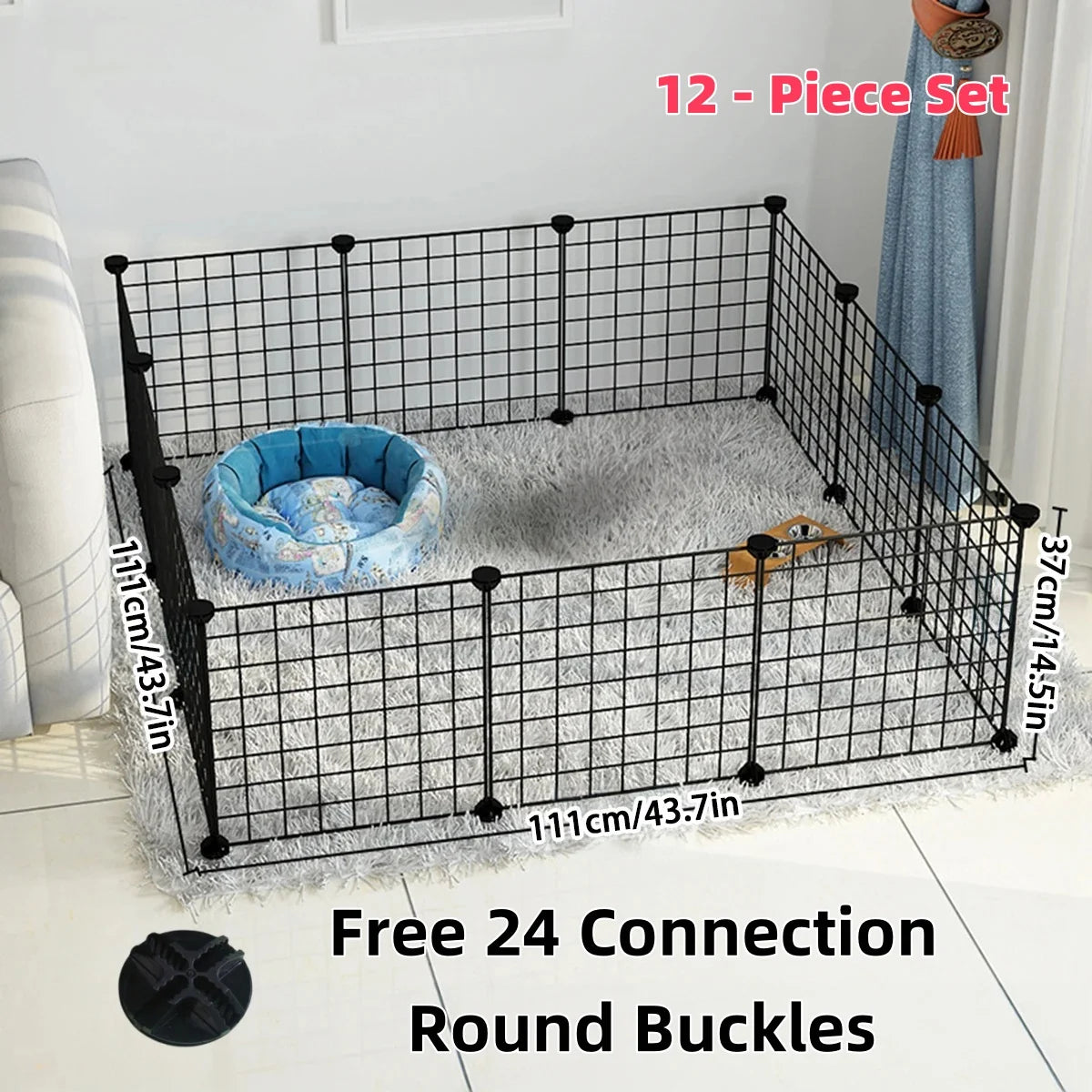 Modular Pet Fence Panels - Wire Mesh Enclosure for Small Pets