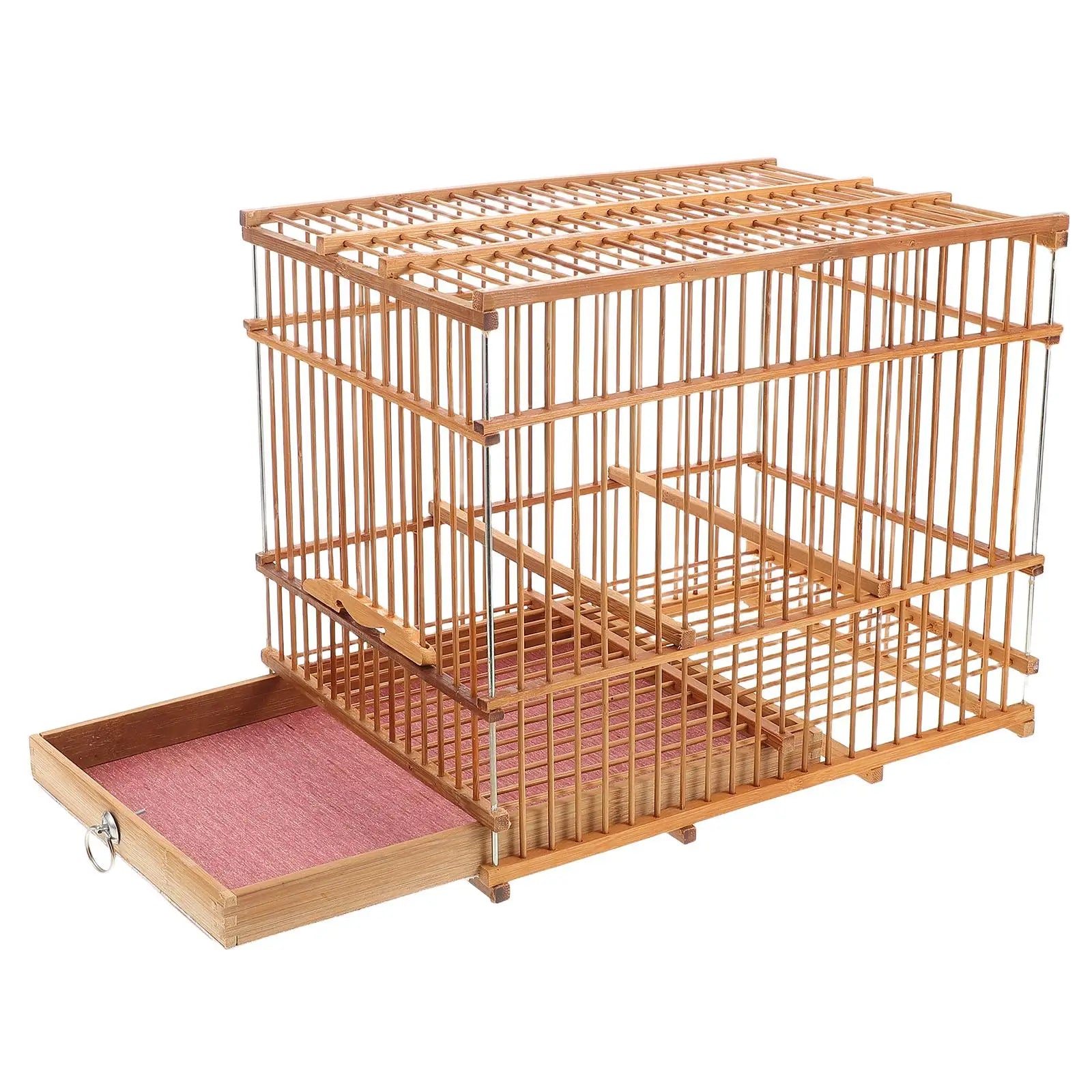Bamboo Woven Bird Cage - Portable Lightweight Carrier for Finches & Parakeets