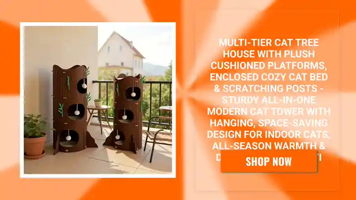 Multi-Tier Cat Tree House with Plush Cushioned Platforms, Enclosed Cozy Cat Bed &amp; Scratching Posts - Sturdy All-in-One Modern Cat Tower with Hanging, Space-Saving Design for Indoor Cats, All-Season Warmth &amp; Durable Constructi by@Outfy
