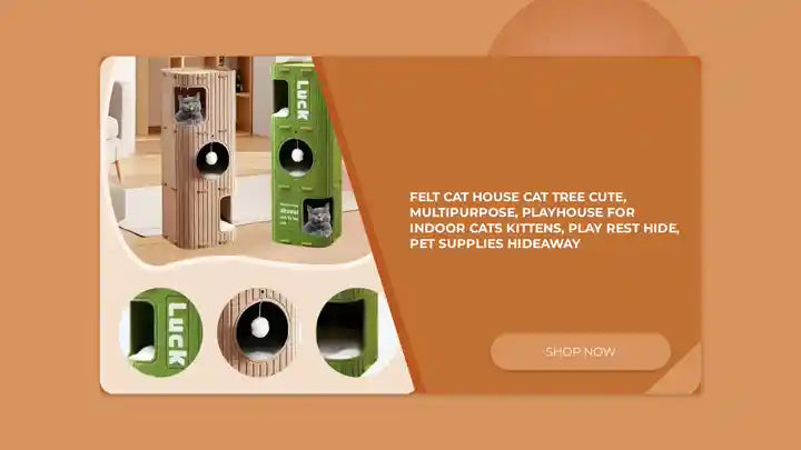 Felt Cat House Cat Tree Cute, Multipurpose, Playhouse for Indoor Cats Kittens, Play Rest Hide, Pet Supplies Hideaway by@Outfy