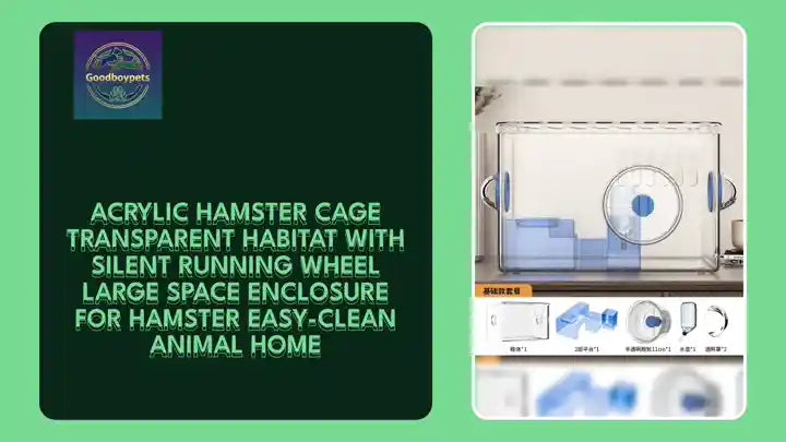 Acrylic Hamster Cage Transparent Habitat with Silent Running Wheel Large Space Enclosure for Hamster Easy-Clean Animal Home by@Outfy